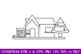 Big House Outline Christmas Icon for Graphics