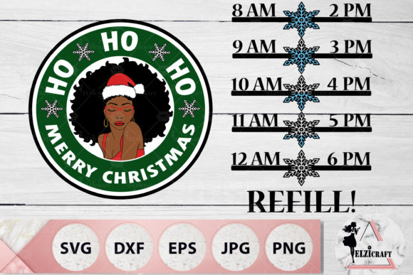 Christmas Afro Woman Bottle Tracker Graphics for Crafts