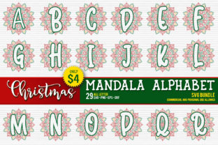 Christmas Mandala Monogram Alphabet Graphics for Crafts