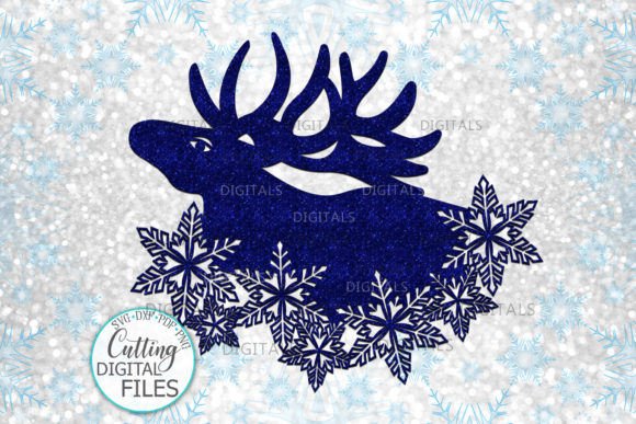 Christmas Moose with Snowflakes Graphics for Crafts