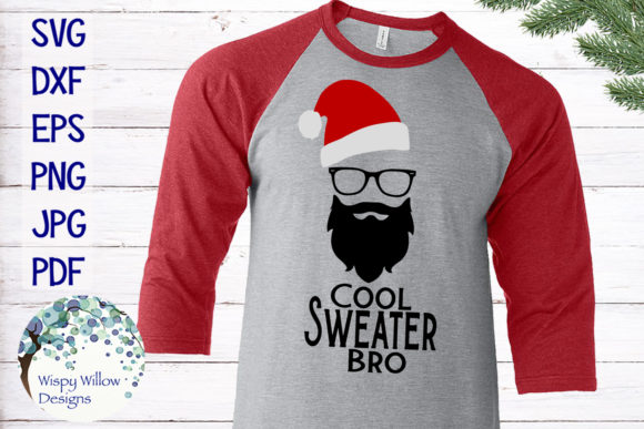 Cool Sweater Bro Hipster Santa Christmas SVG for Crafts and Graphics