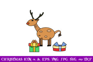 Deer and Gift Christmas Icon: Graphics for Local Branding