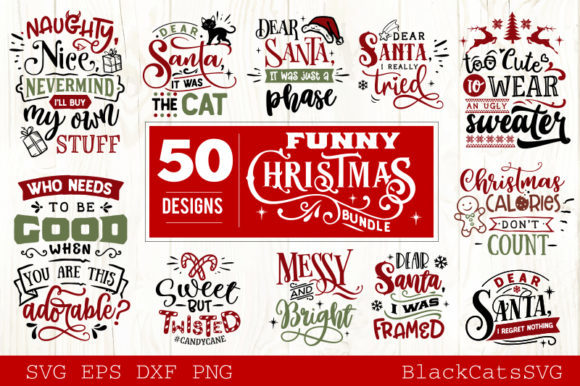 Funny Christmas Bundle 50 Designs: A Crafts and Graphics Delight